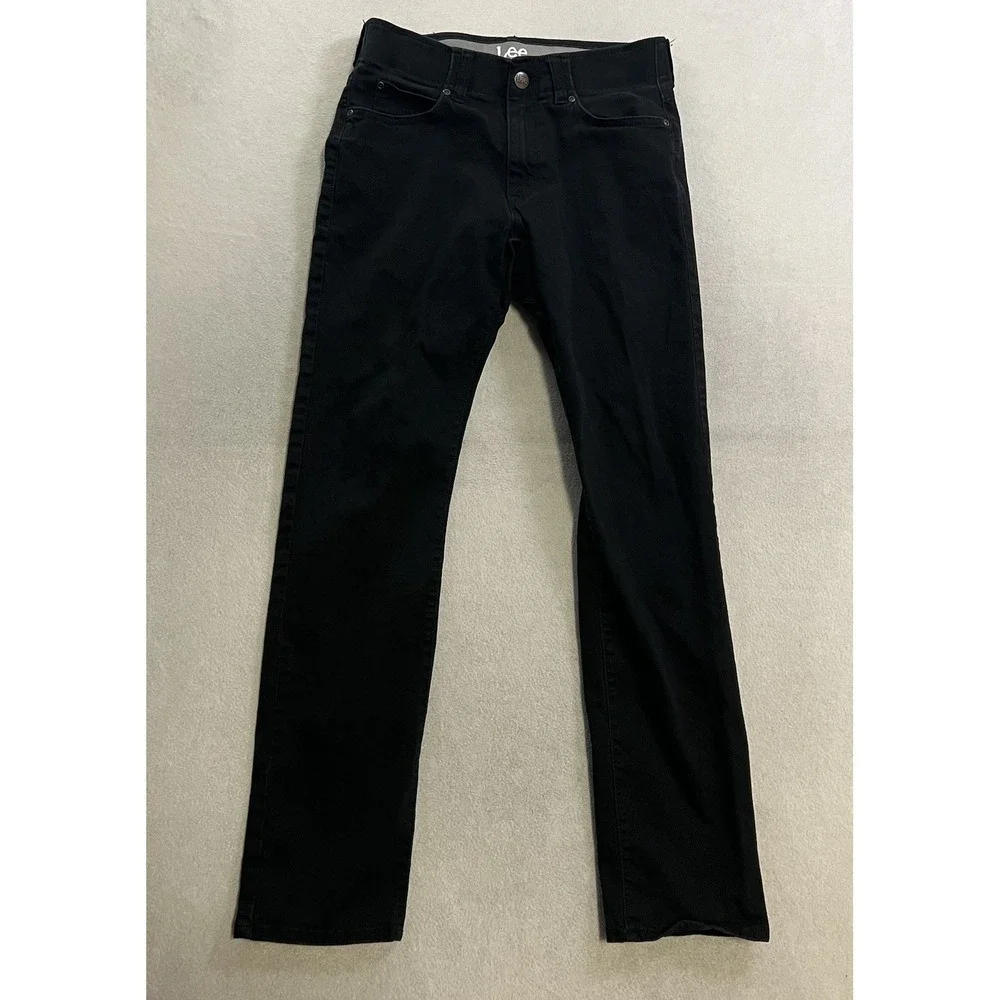 Lee Pants Men's Size 29x32 (Fits 29x31) Black Slim Straight Stretch